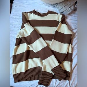 Brandy Melville John Galt Striped Brown and Cream Sweater Cotton